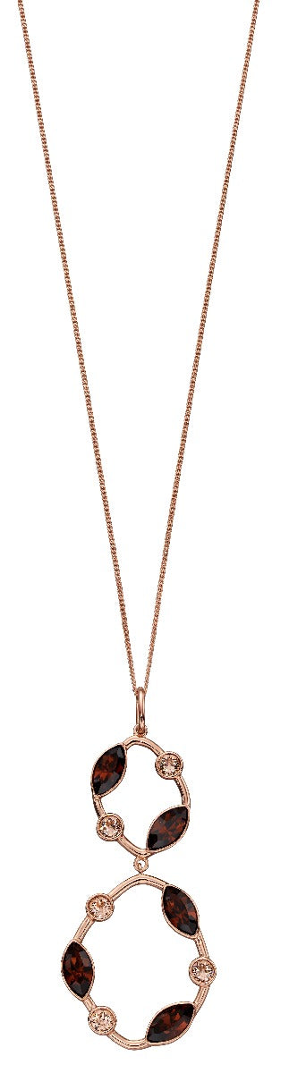 Rose Gold Plated Smoked Topaz Crystal Pendant