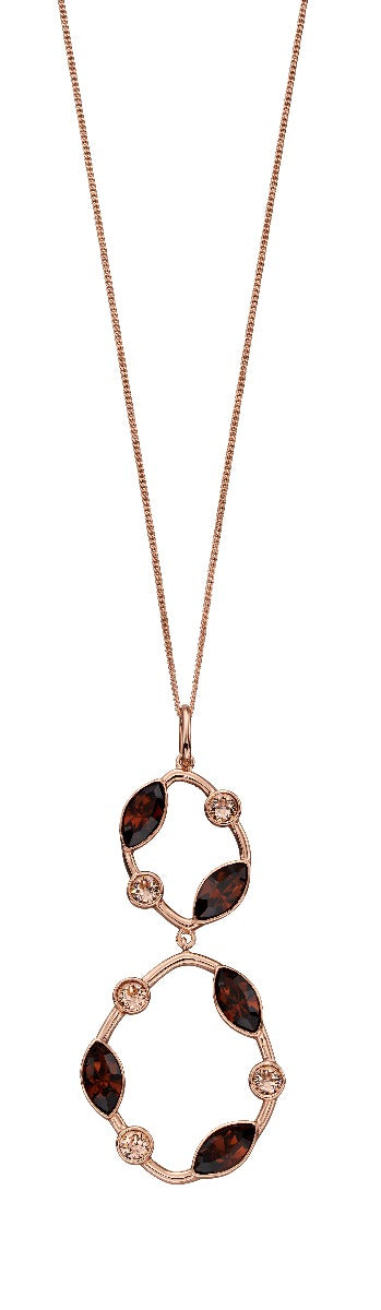 Rose Gold Plated Smoked Topaz Crystal Pendant