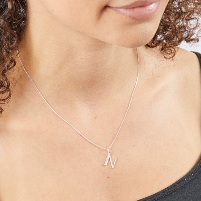 Initial Pendant with CZ