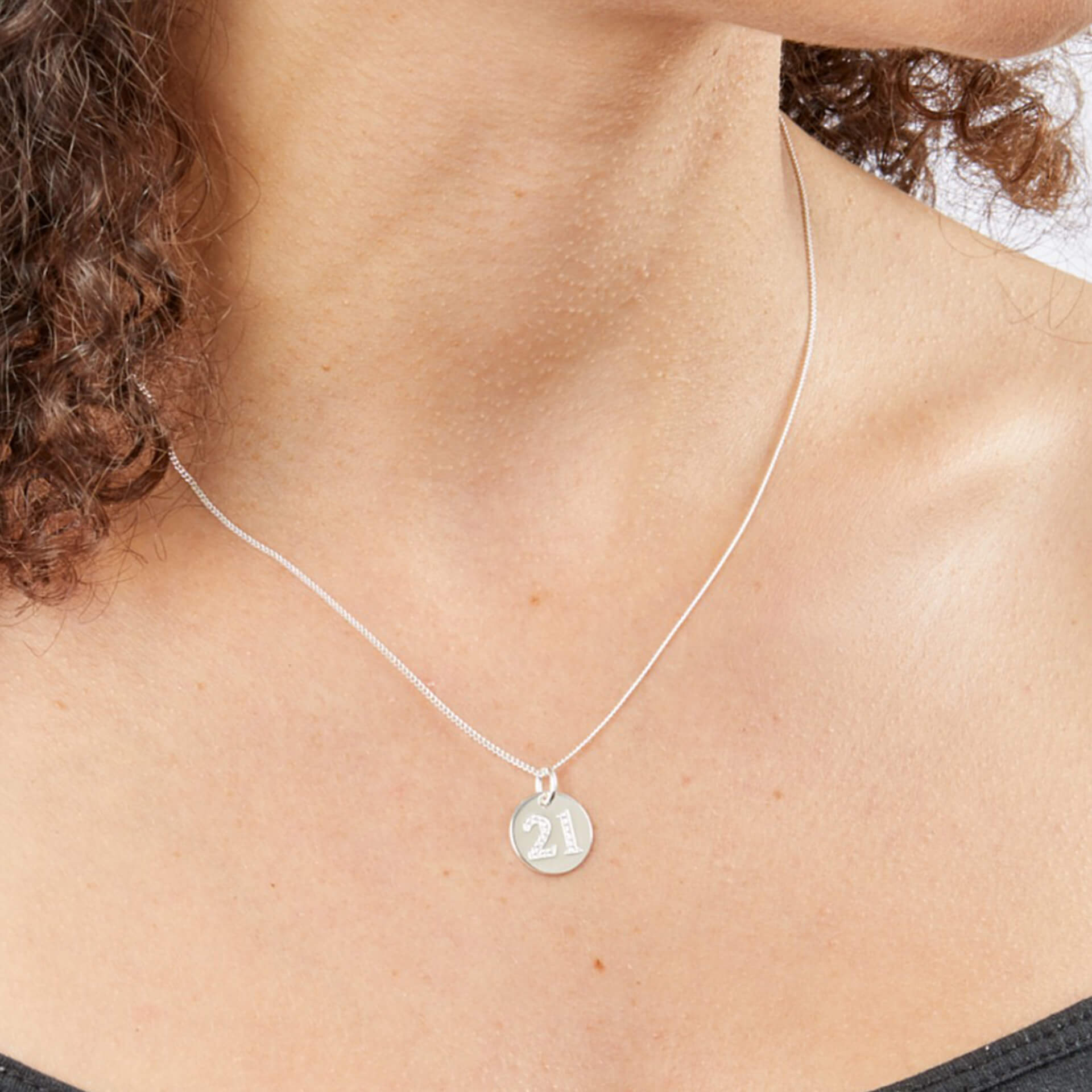 Cubic Zirconia '21' Disc Pendant
