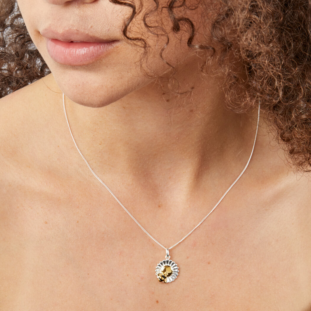 Bee and Flower Gold Plate Pendant