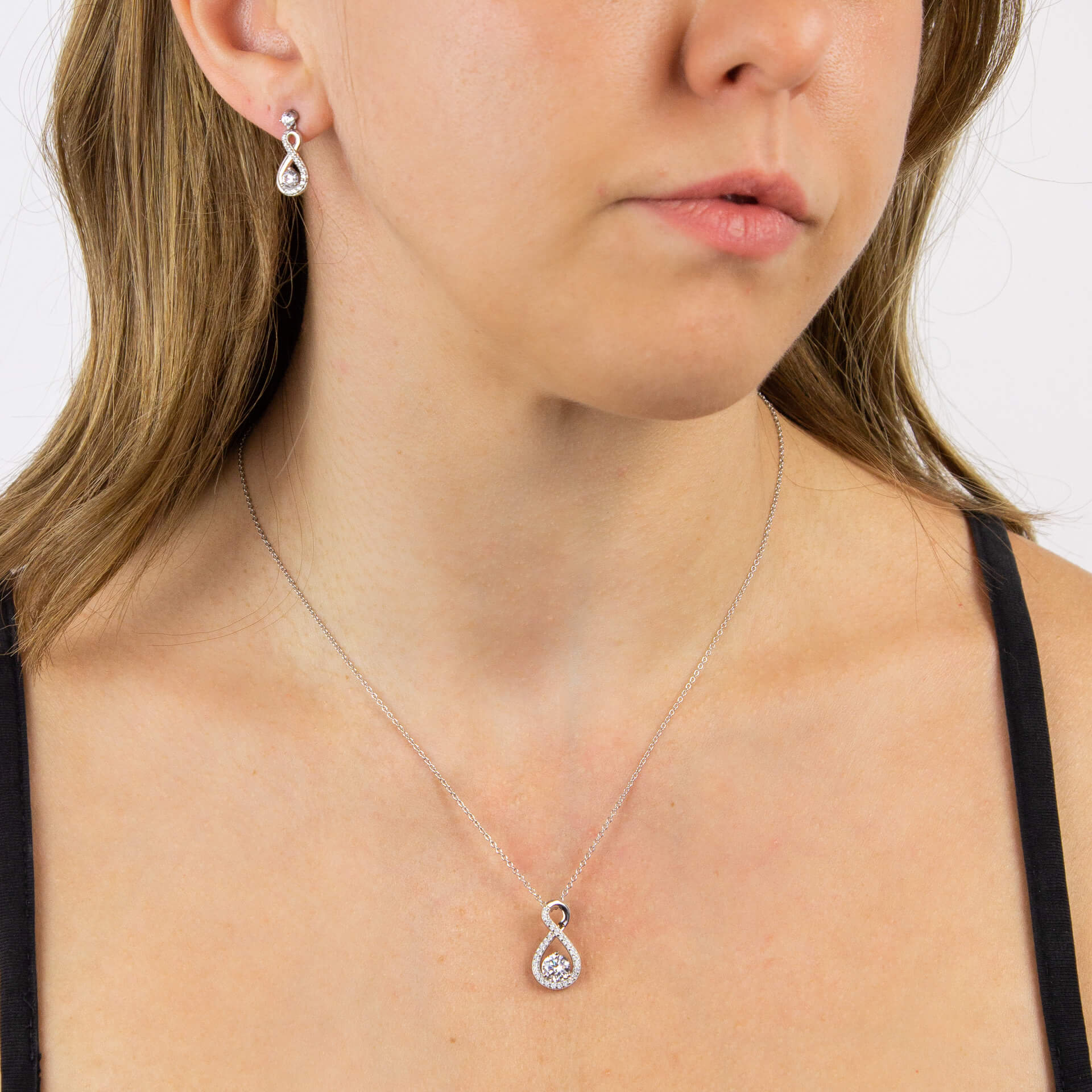 Infinity Zirconia Drop Earrings