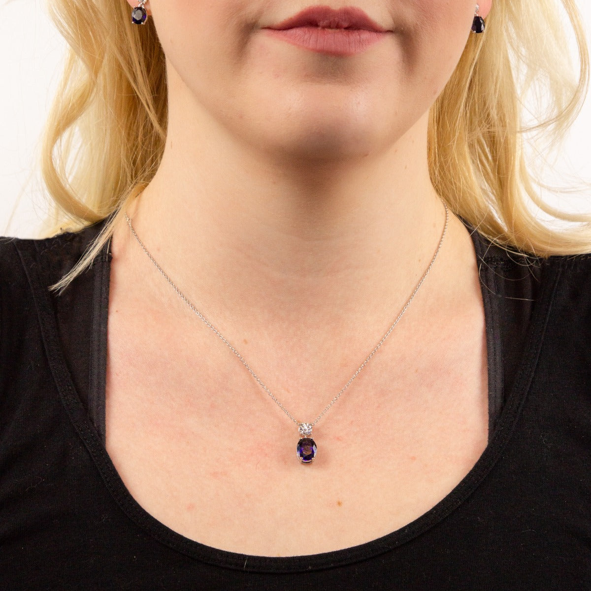 Oval Zirconia Drop Pendant