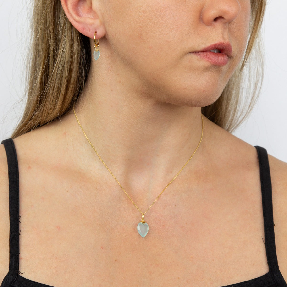 Chalcedony Birthstone Hoop Earring Charms