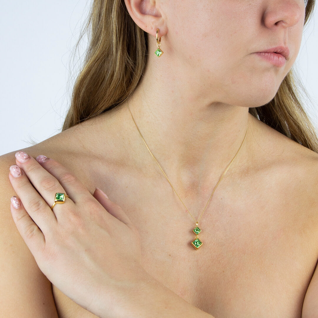 Square Crystal Assembled Hoop Earrings