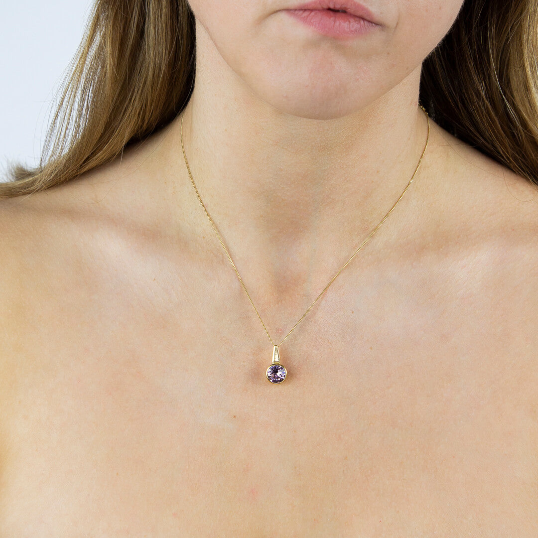 Pillar Round Drop Pendant with Crystal