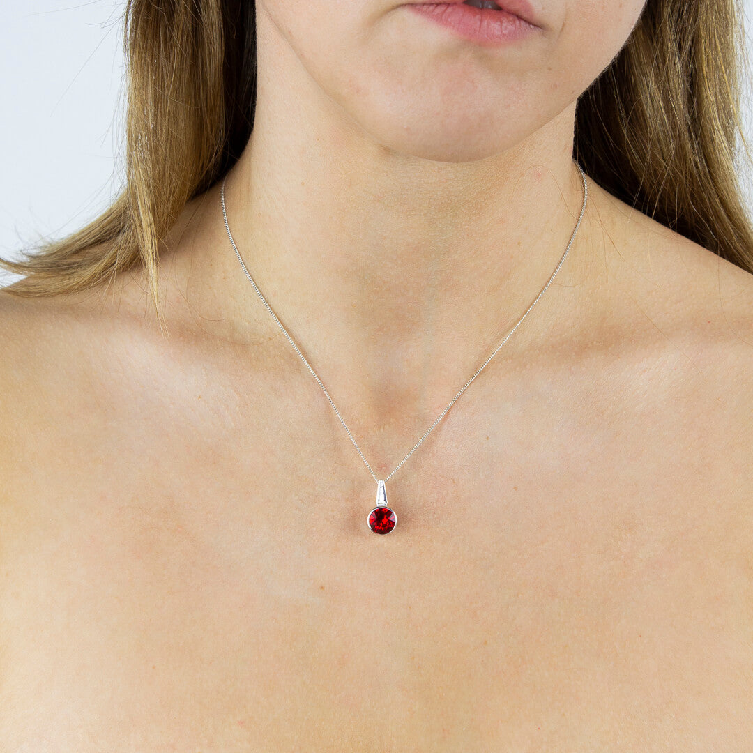 Pillar Round Drop Pendant with Crystal