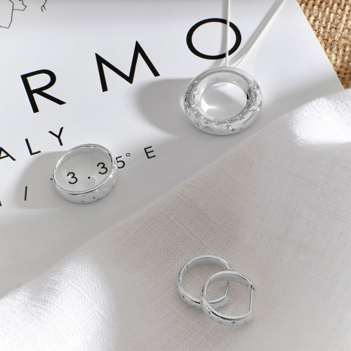 Starry Night Hoop Earrings with Cubic Zirconia