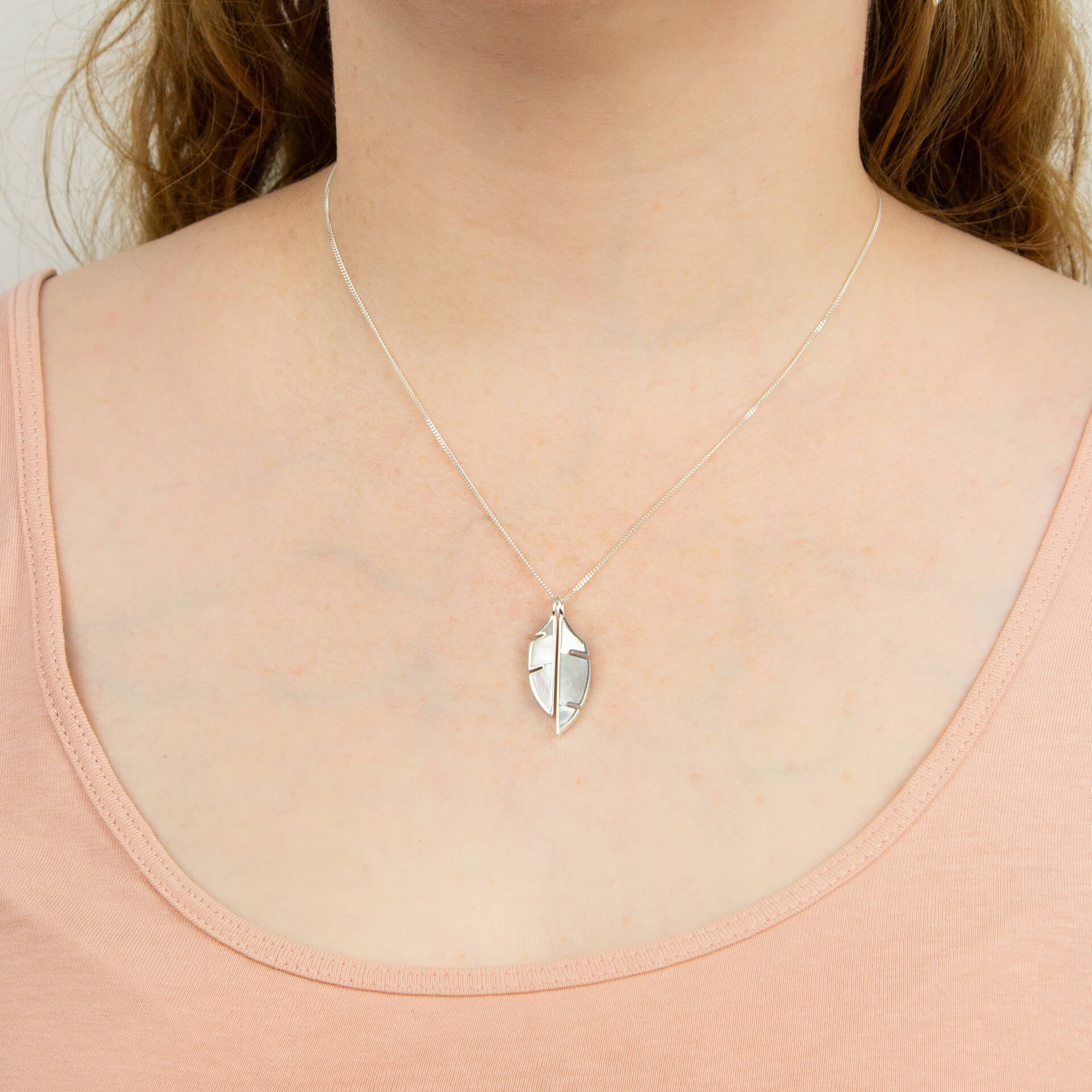 Split Leaf Double Pendant with Mother of Pearl