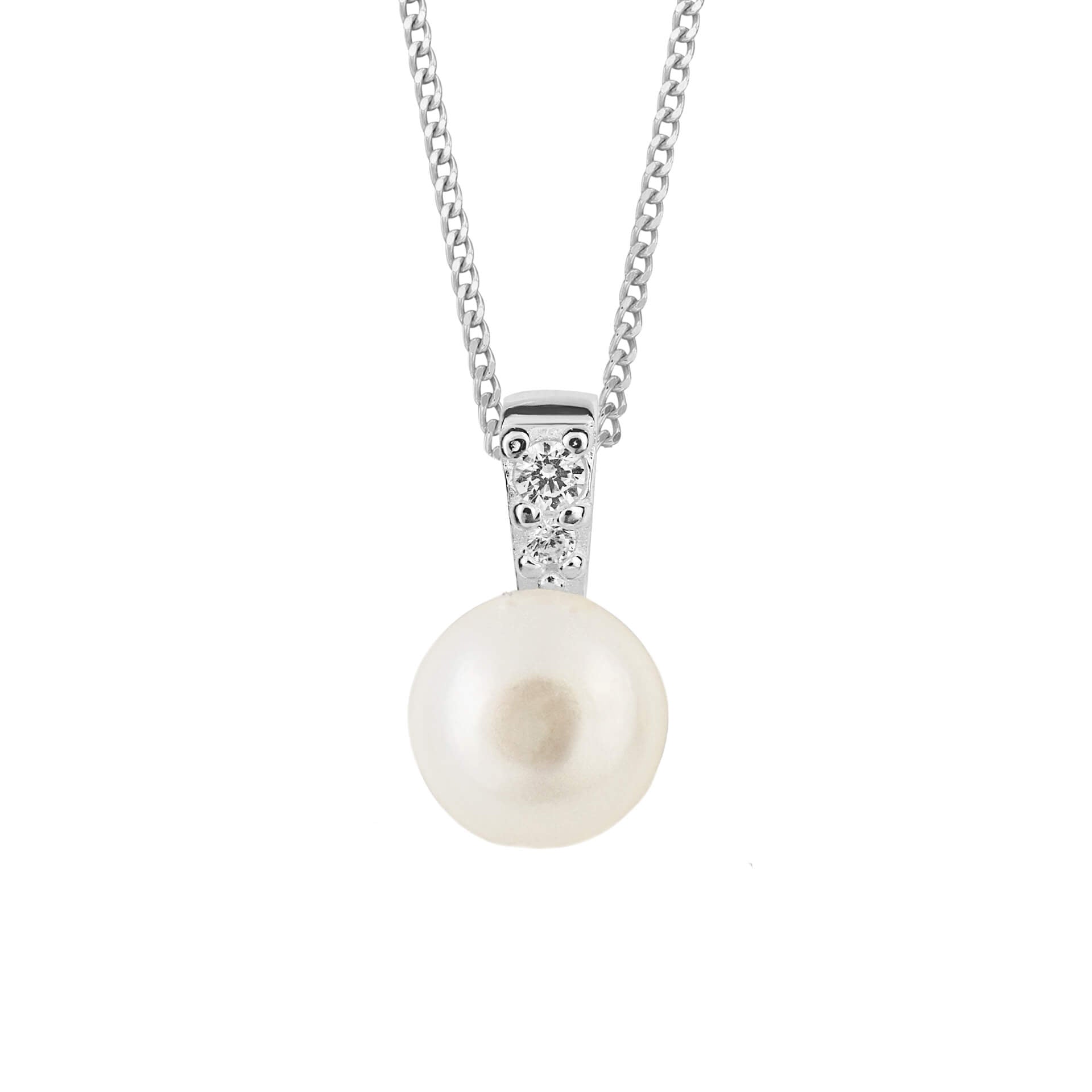 Pearl Pendant with Pave Cubic Zirconia