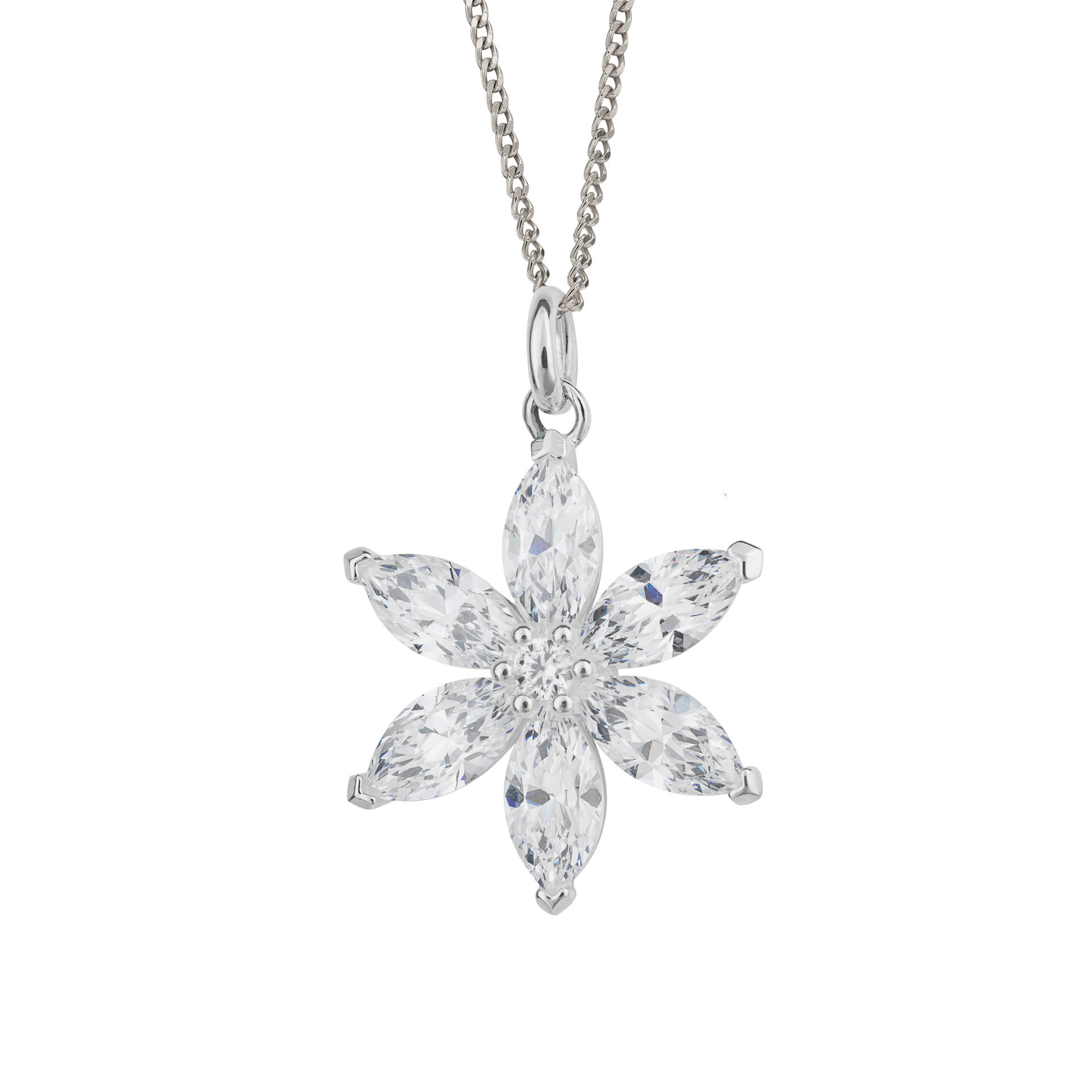 Flower Pendant with Cubic Zirconia