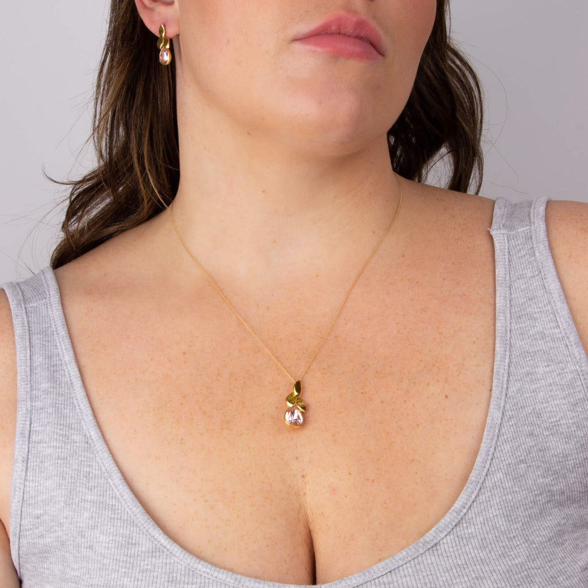 Petal Drop Pendant with Crystal