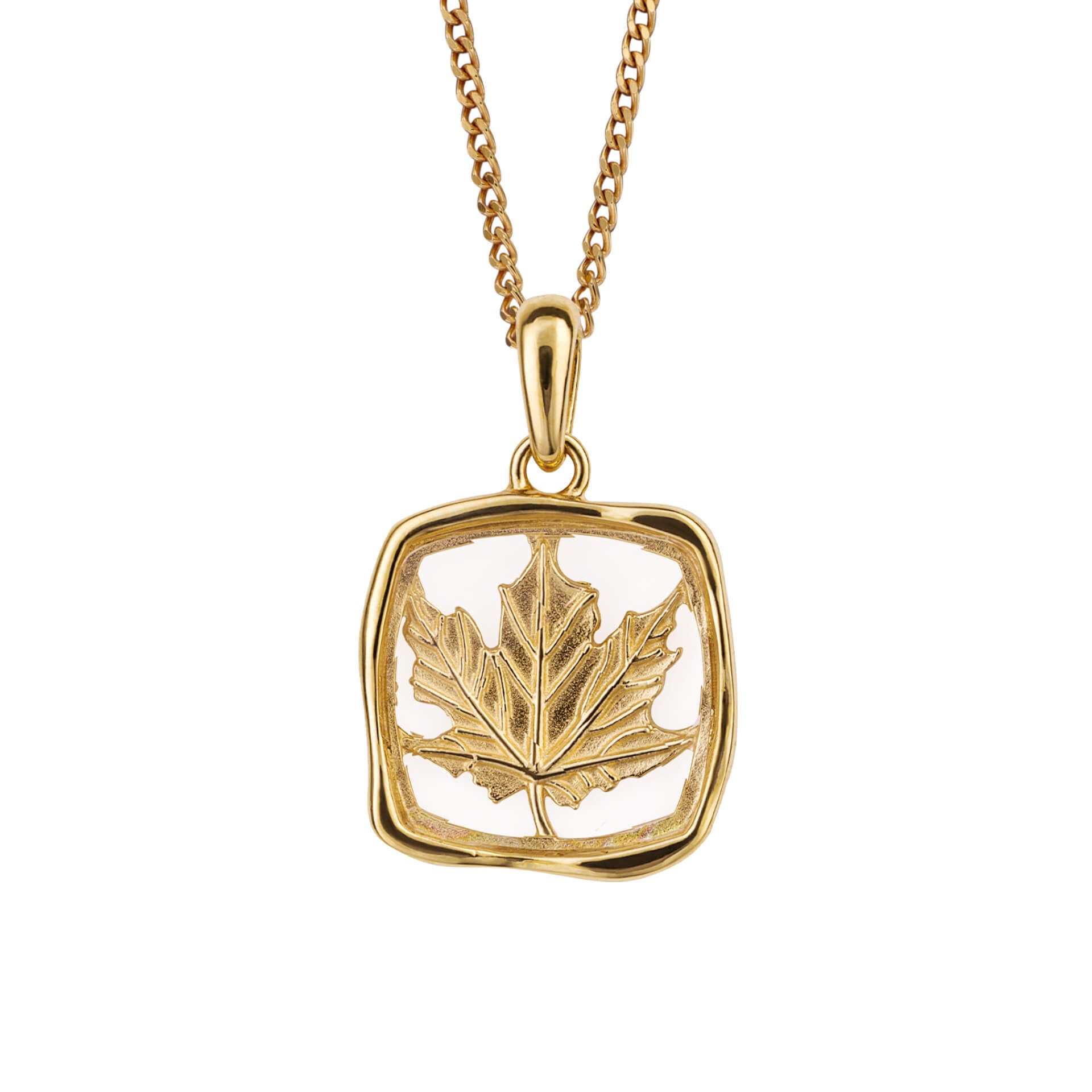 Organic Square Pendant with Enclosed Leaf