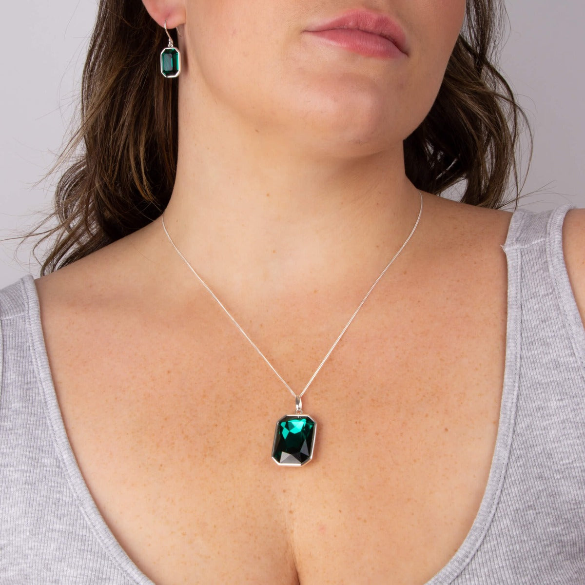 Elongated Octagon Crystal Pendant