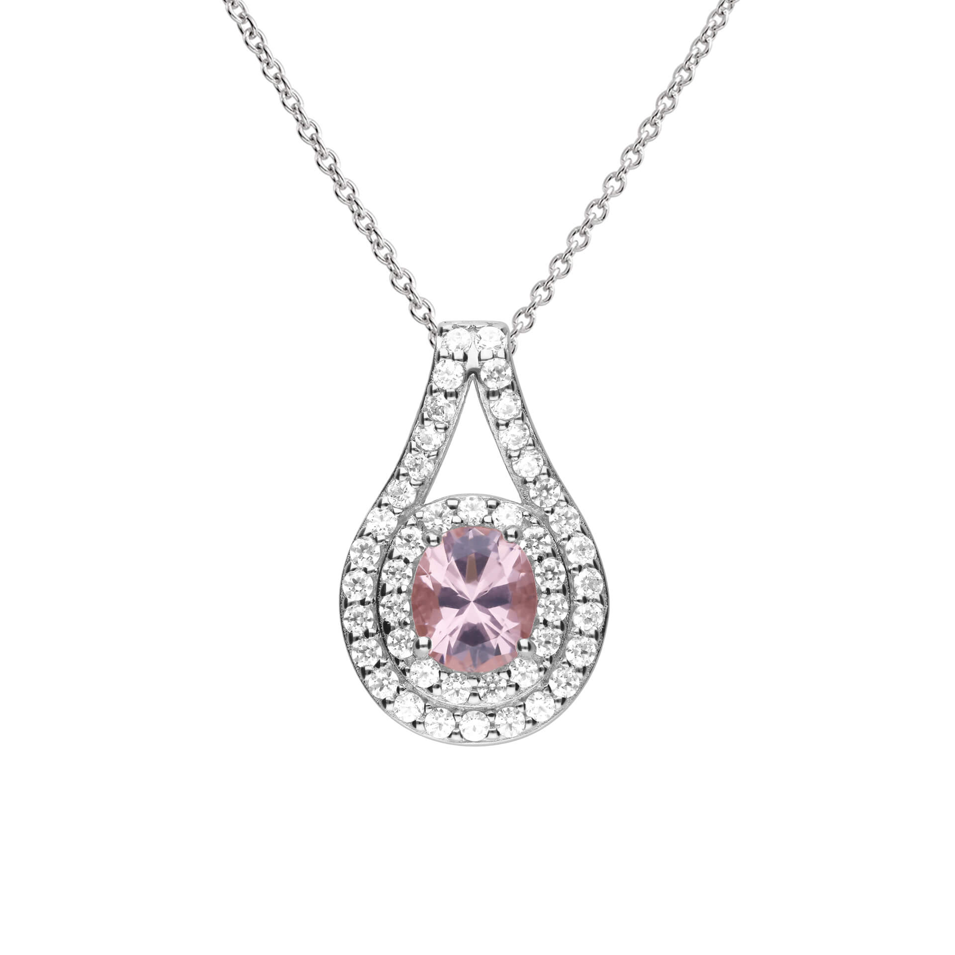 Teardrop Pink Zirconia Pendant