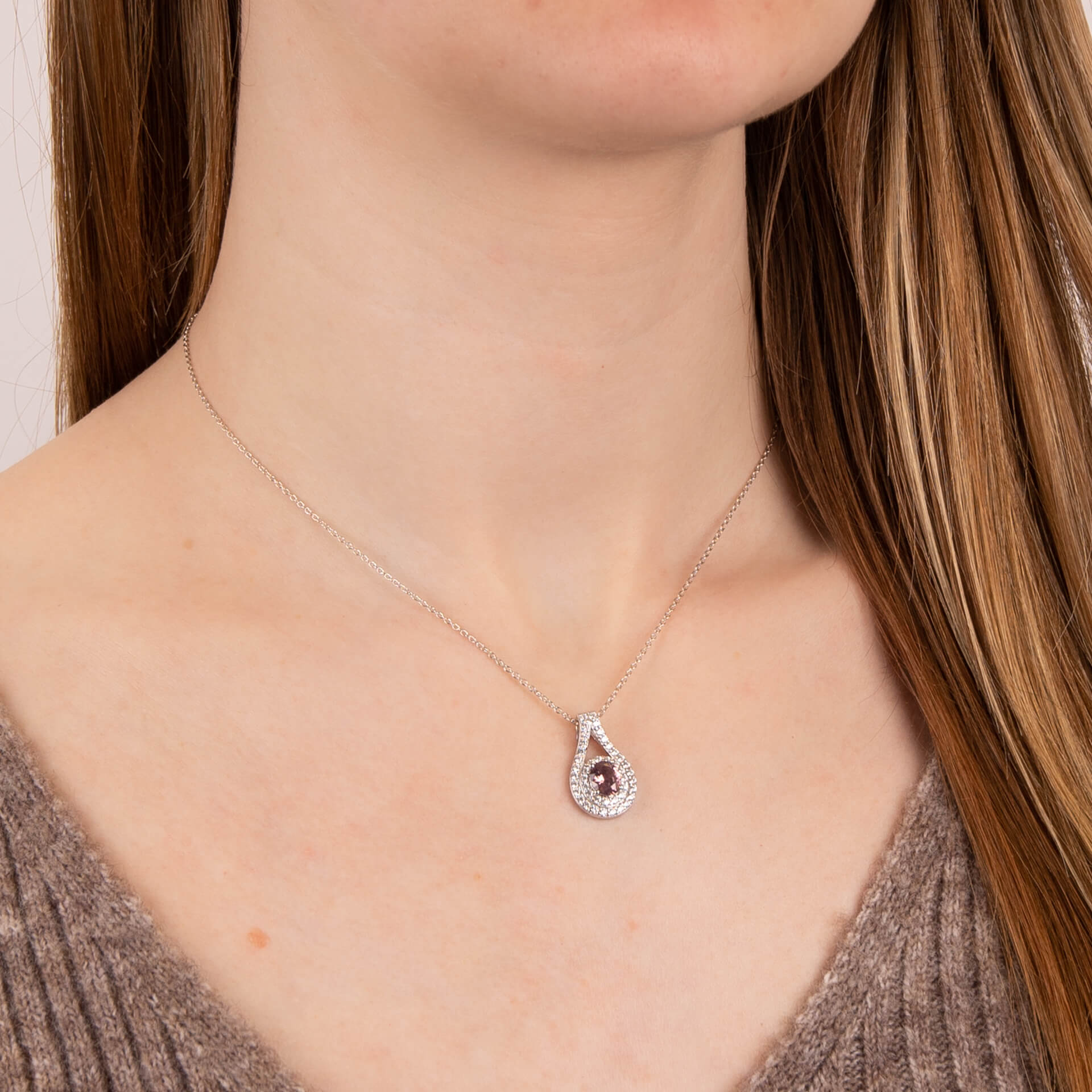 Teardrop Pink Zirconia Pendant