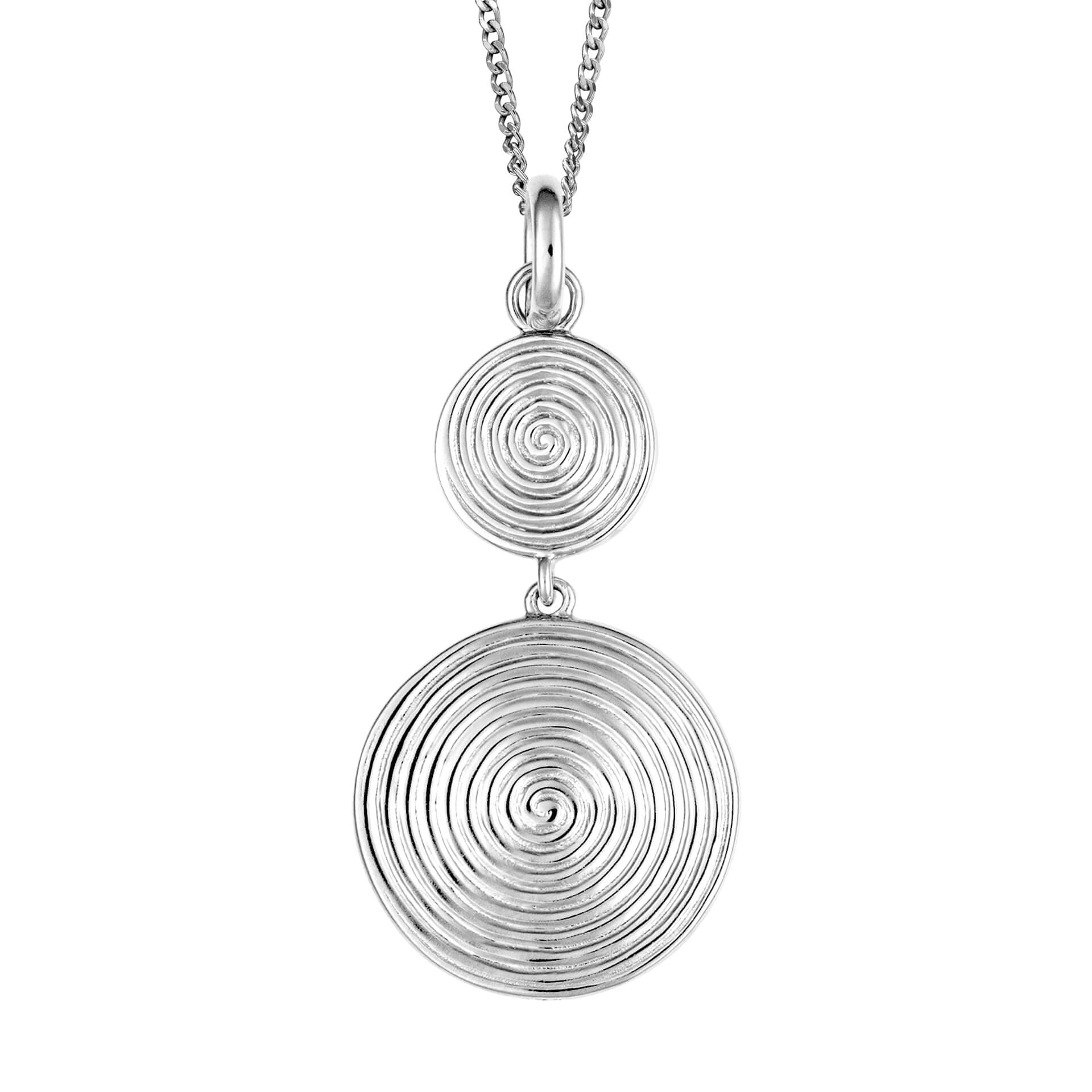 Double Spiral Disc Drop Pendant