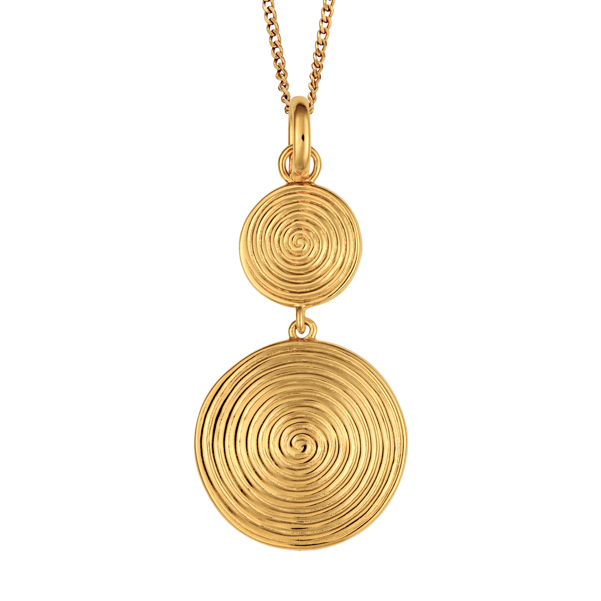 Double Spiral Disc Drop Pendant