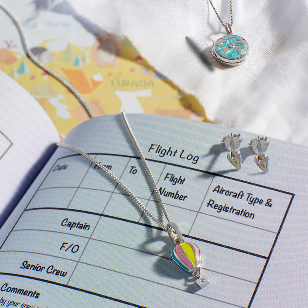 Enamel Hot Air Balloon Stud Earrings with Diamond