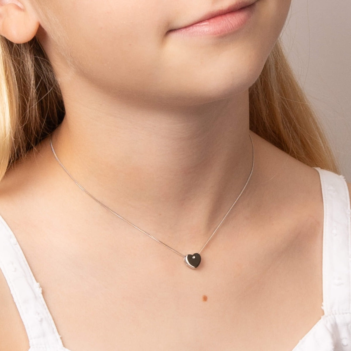 Pass-Through Heart Pendant Charm with Diamond