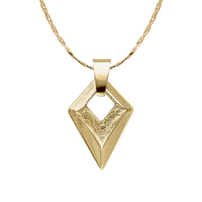 Damascus Steel Arrowhead Pendant