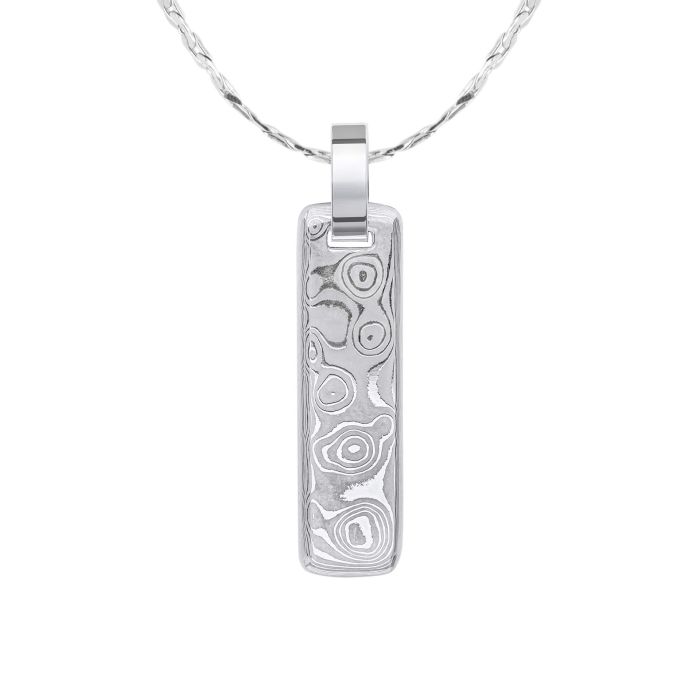 Damascus Steel Narrow Bar Pendant