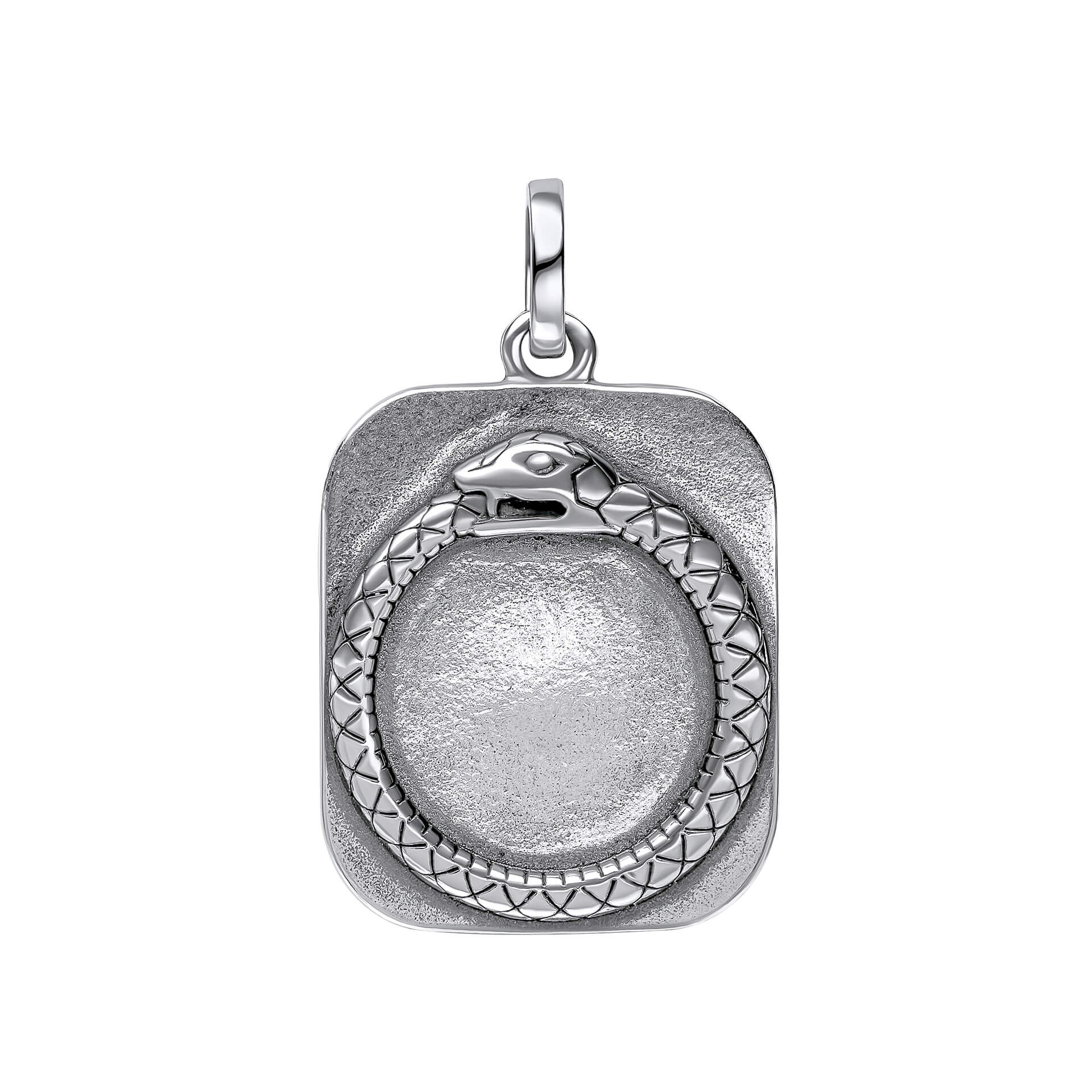 Oxidized Ouroboros Snake Rectangular Pendant