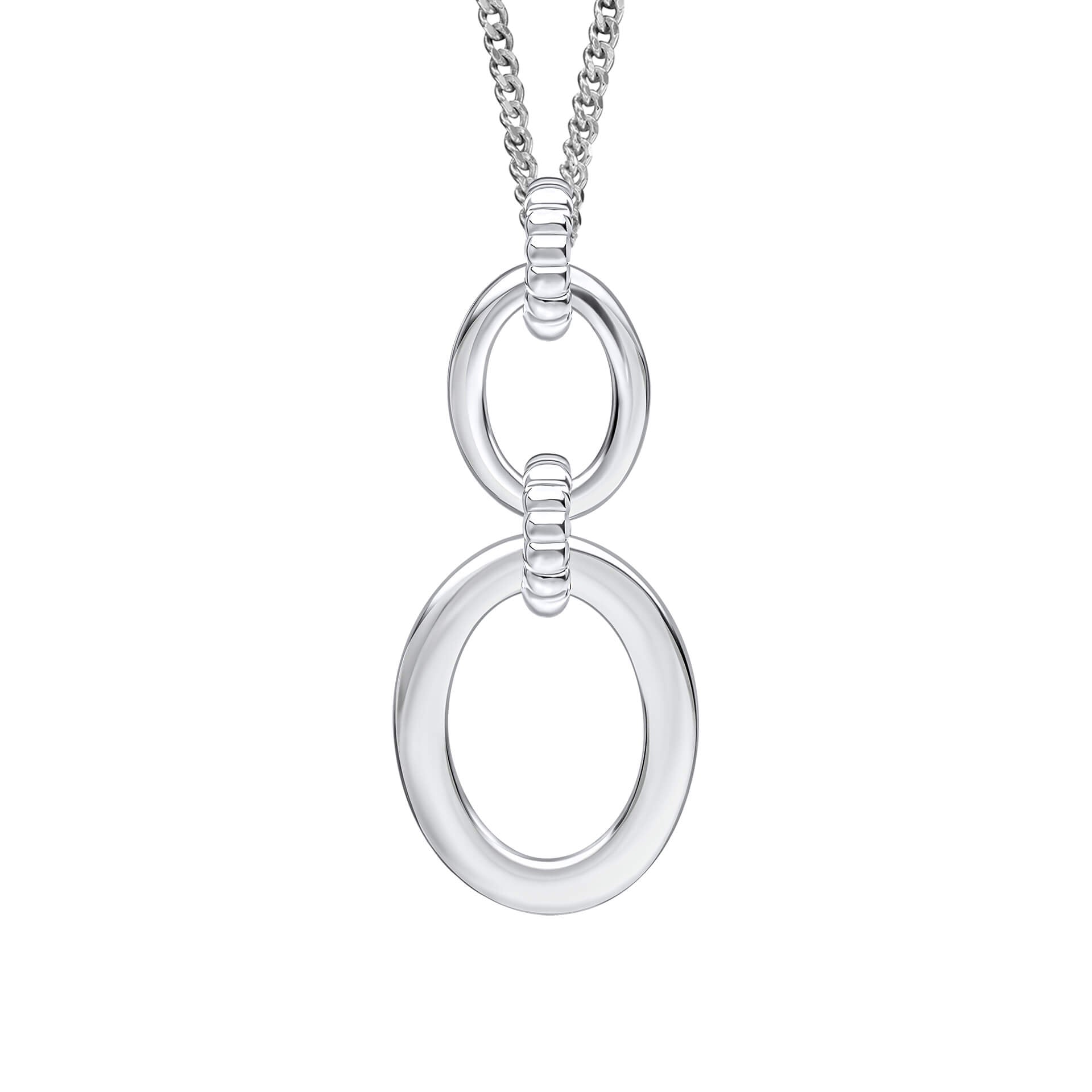 Double Oval Drop Pendant with Textured Connection Link