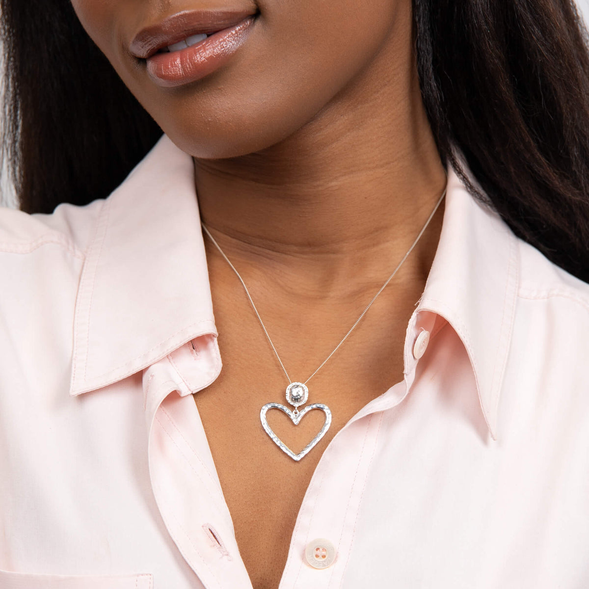 Large Hammered Heart Pendant