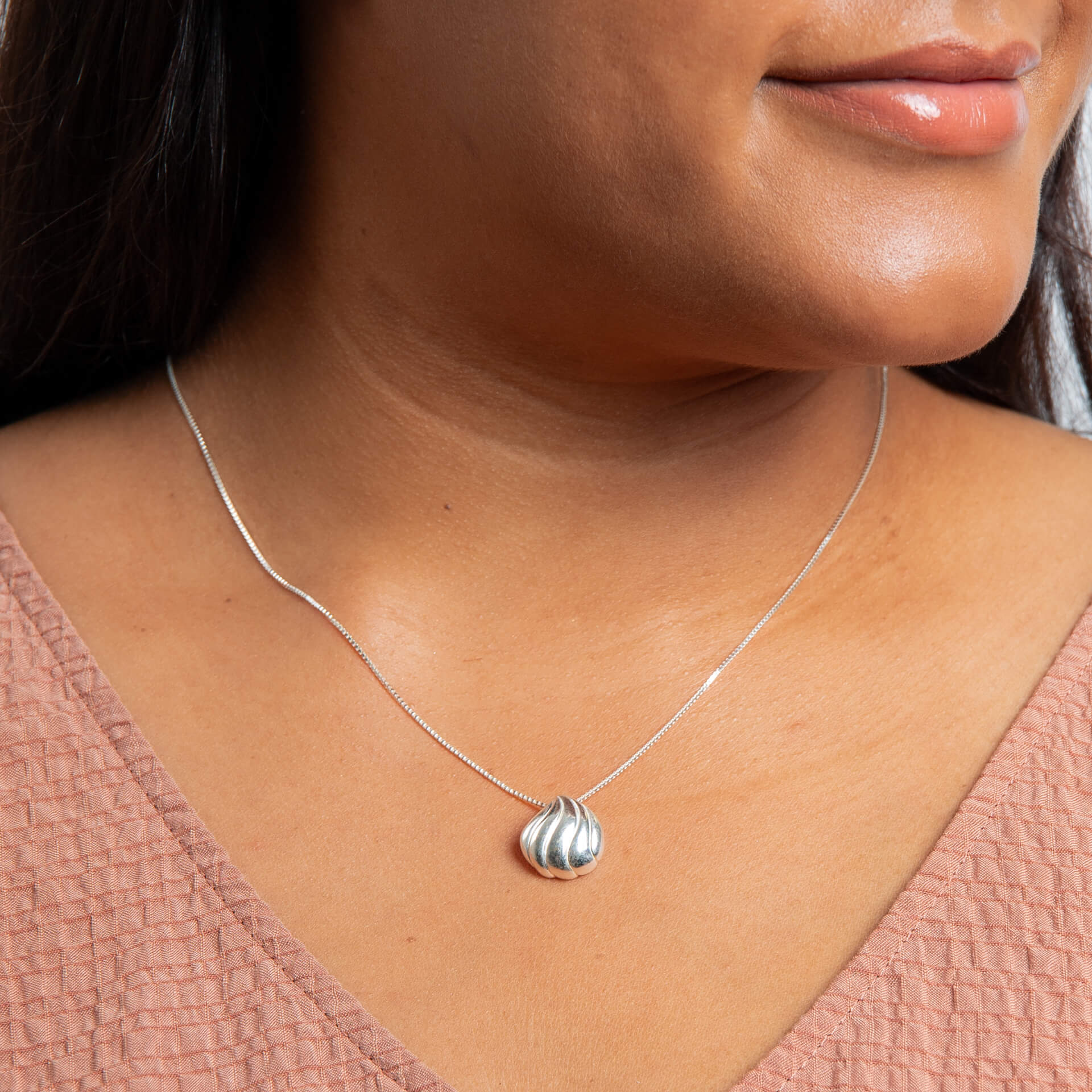 Organic Wave Teardrop Slider Pendant