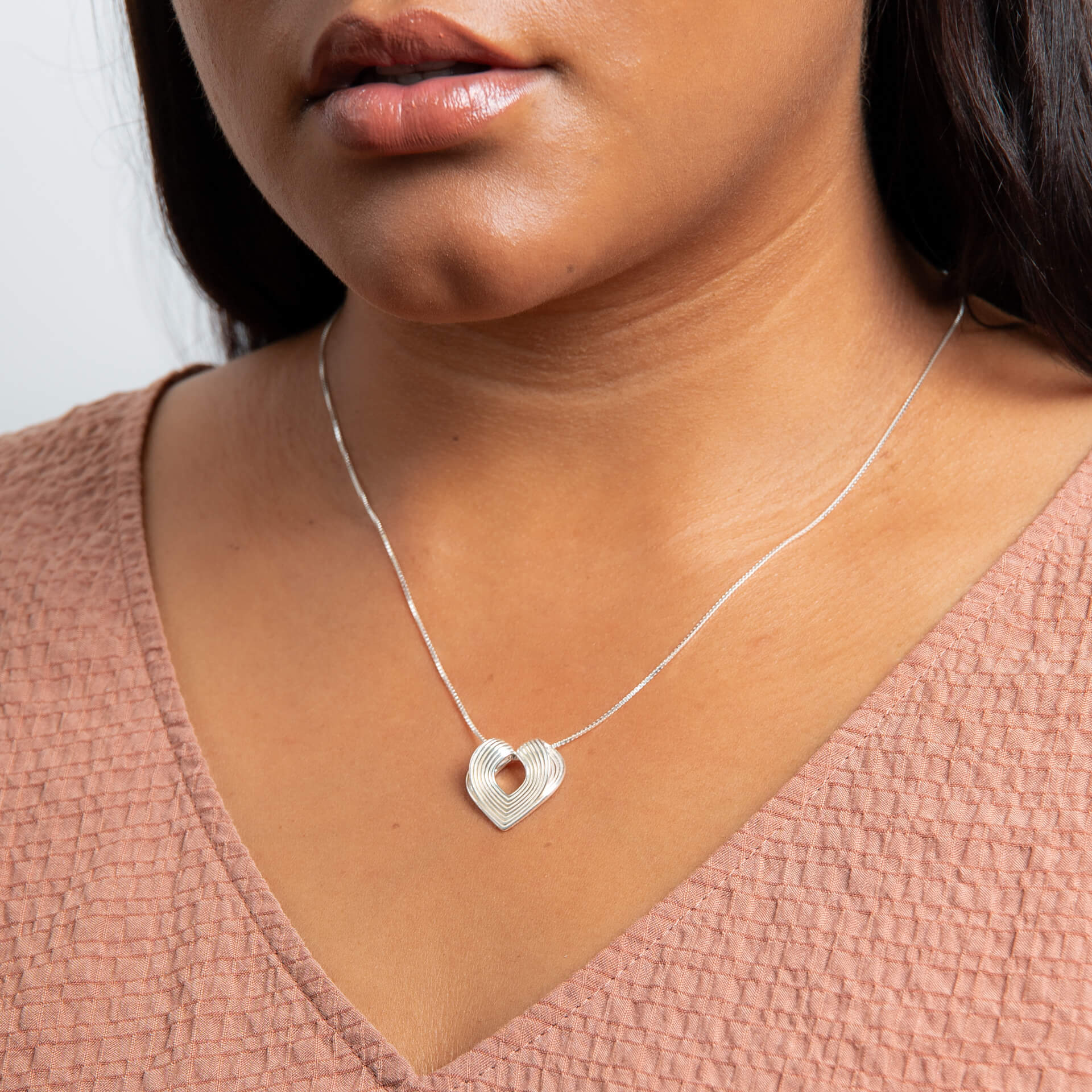 Ridged Heart Slider Pendant