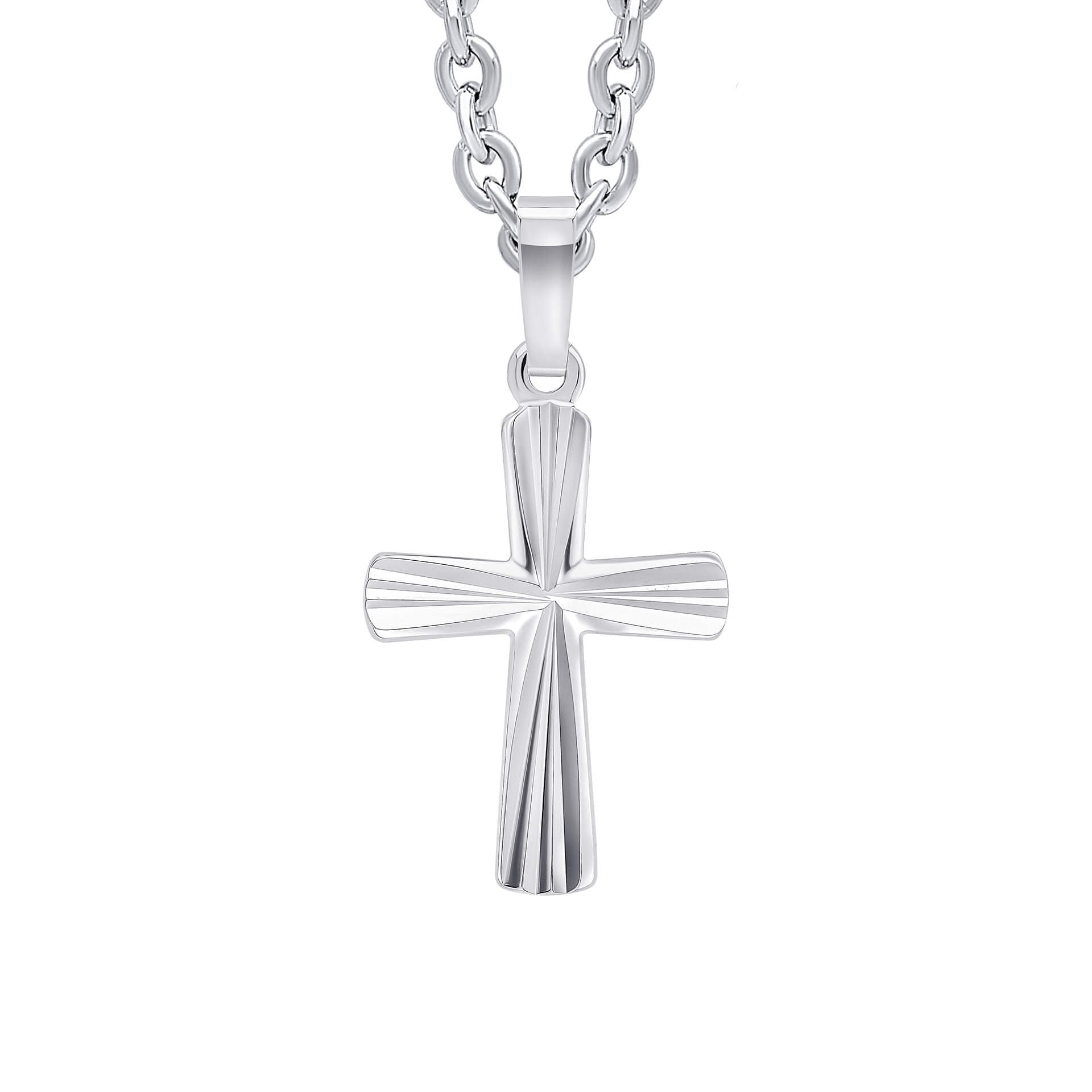 Diamond Cut Detailed Cross Pendant