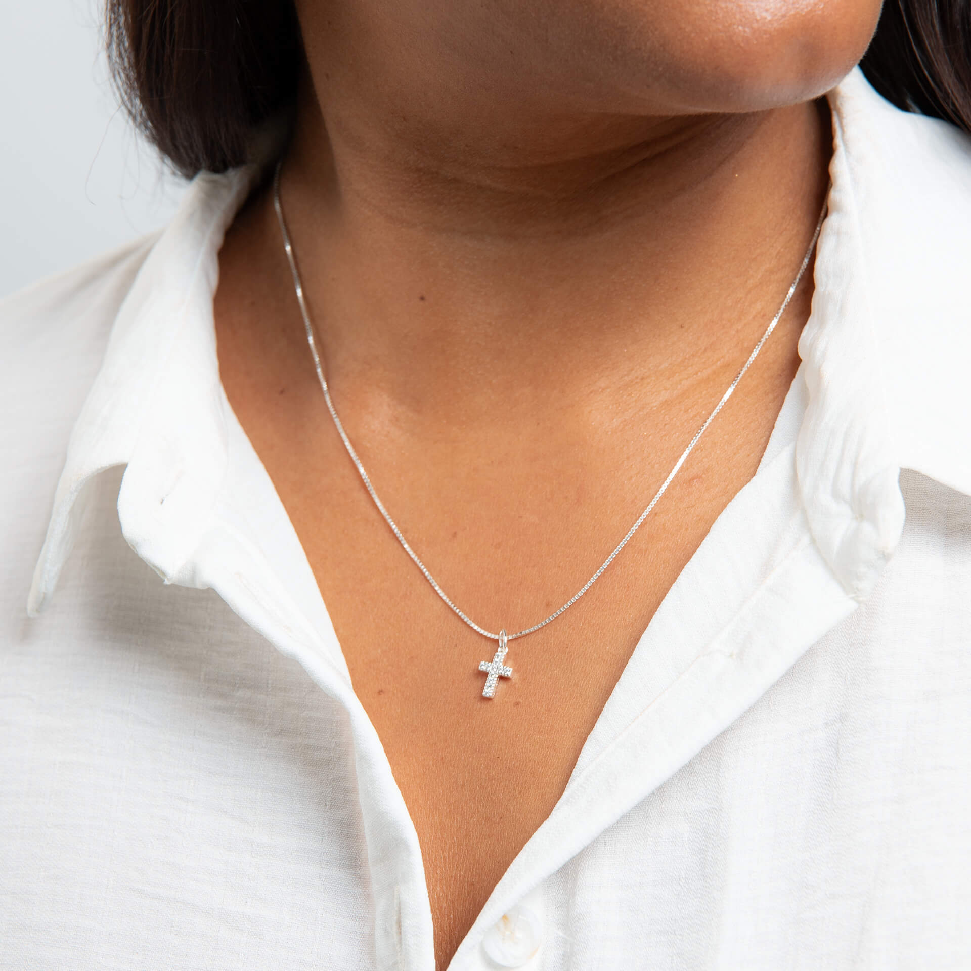 Small Cross Pendant with Cubic Zirconia