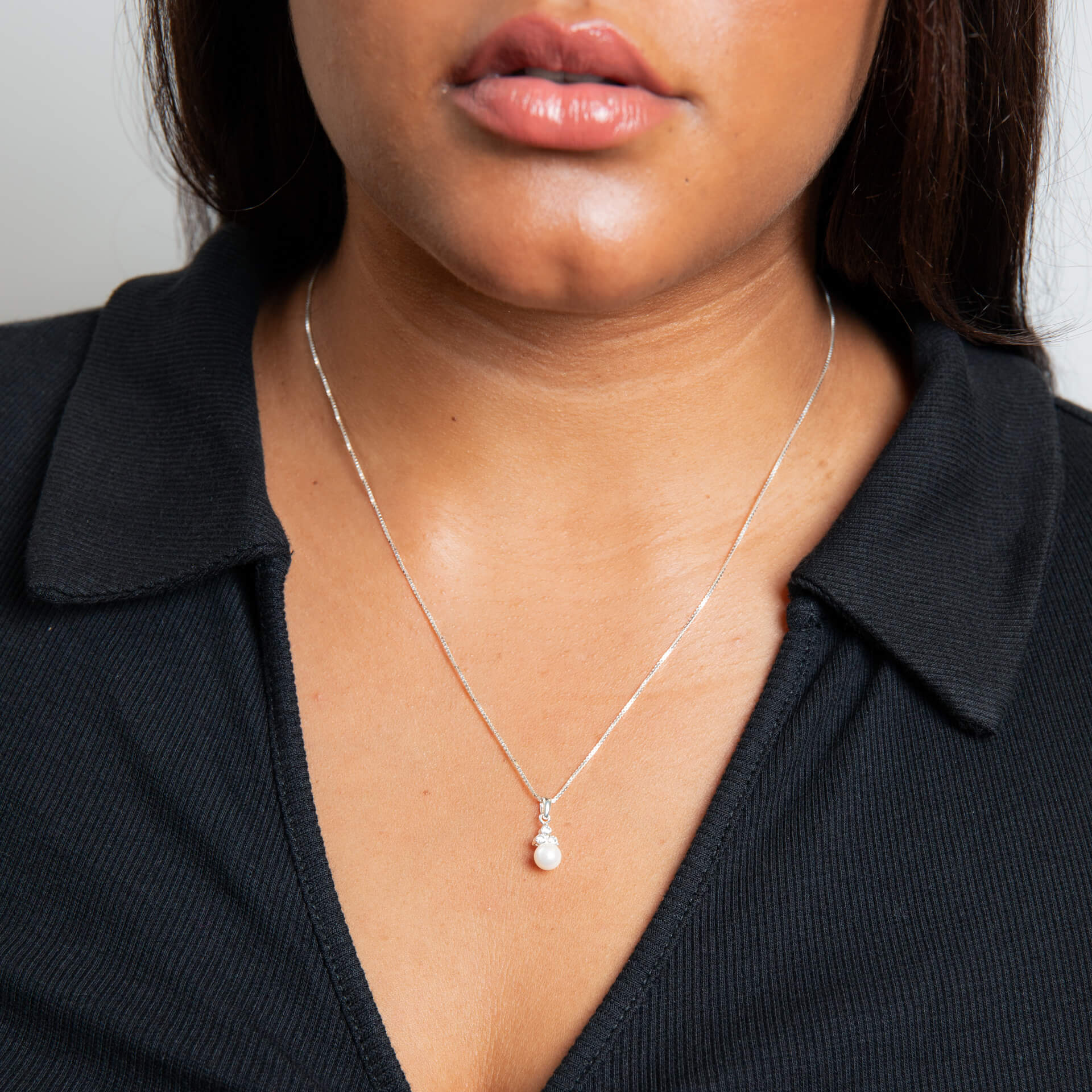 Shell Pearl Drop Pendant with Cubic Zirconia