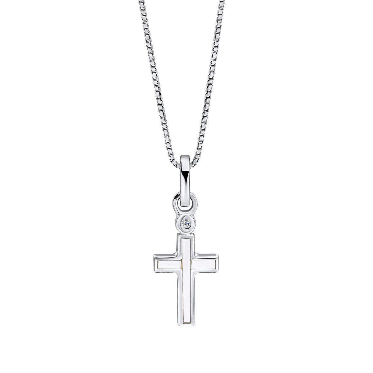 Mother of Pearl Cross Pendant with Diamond