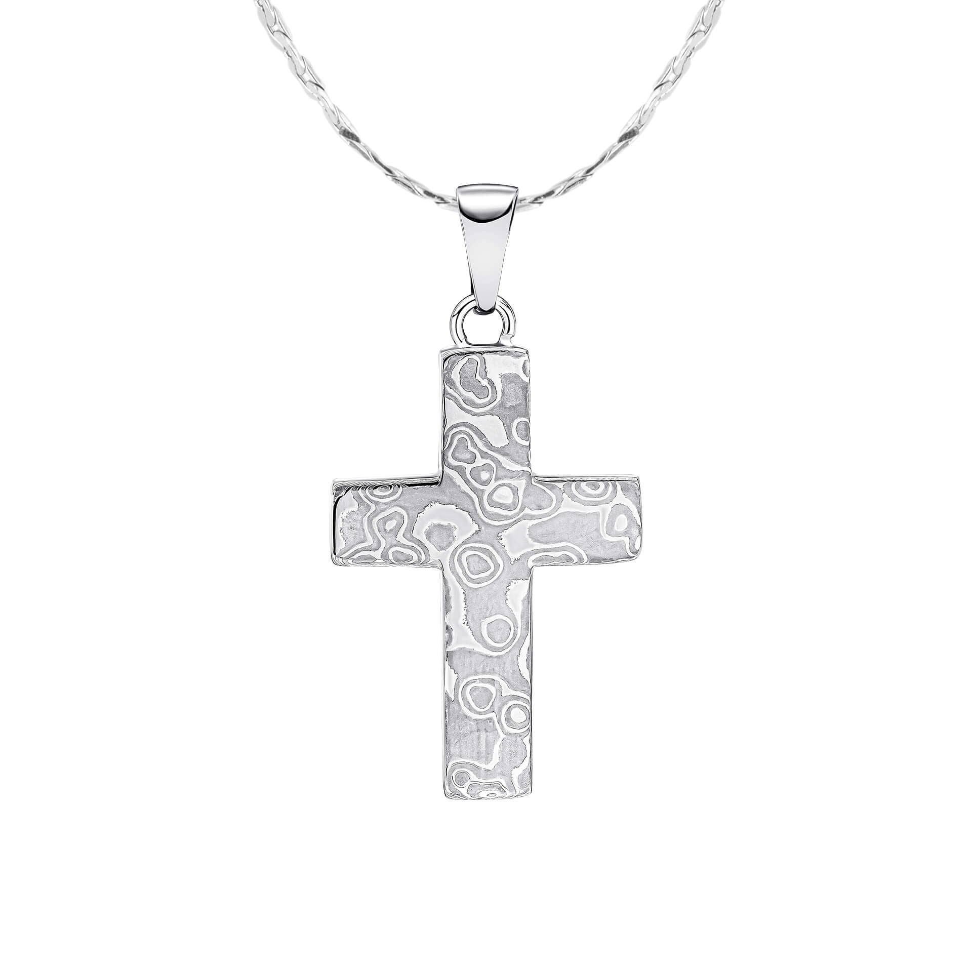 Damascus Steel Cross Pendant