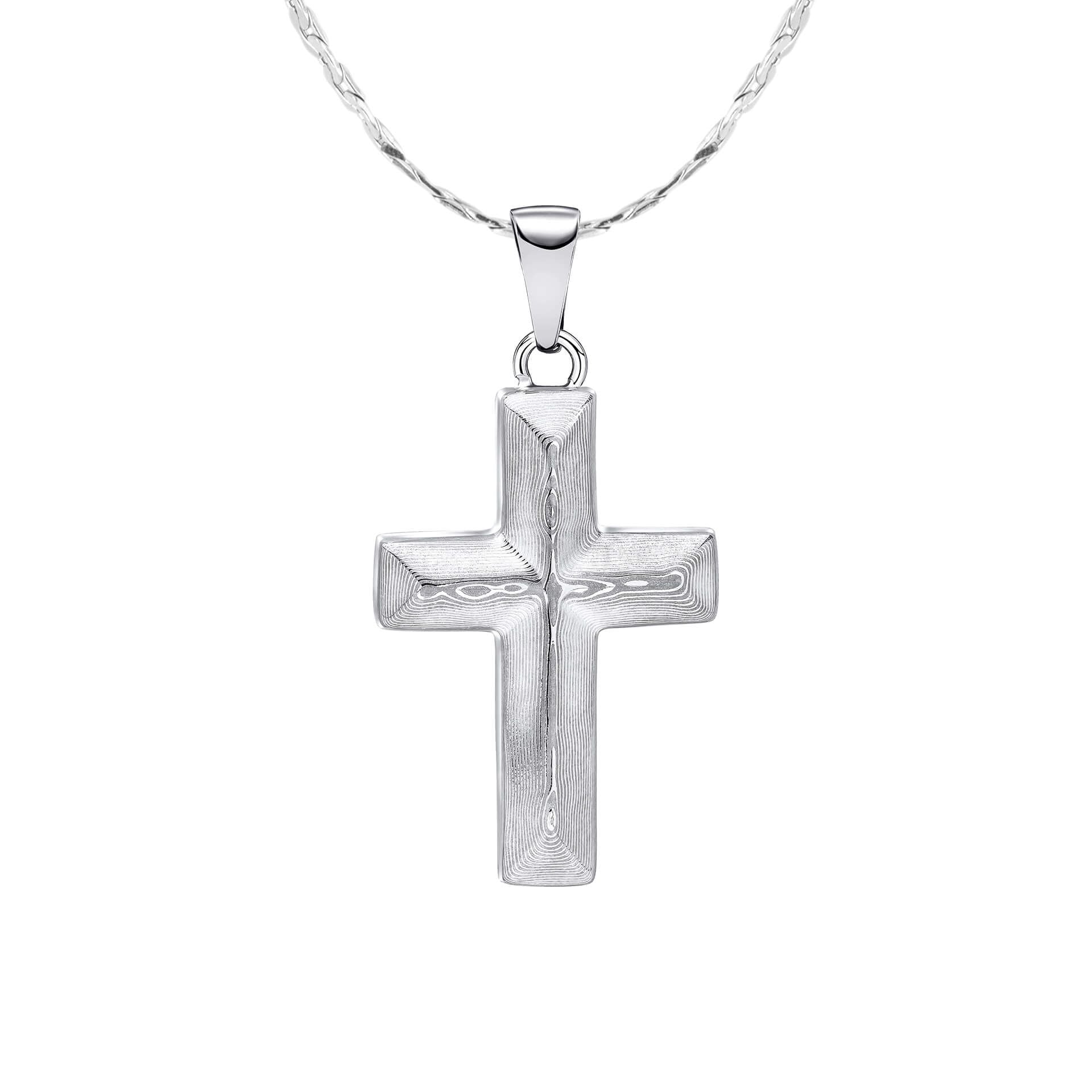 Damascus Steel Cross Pendant