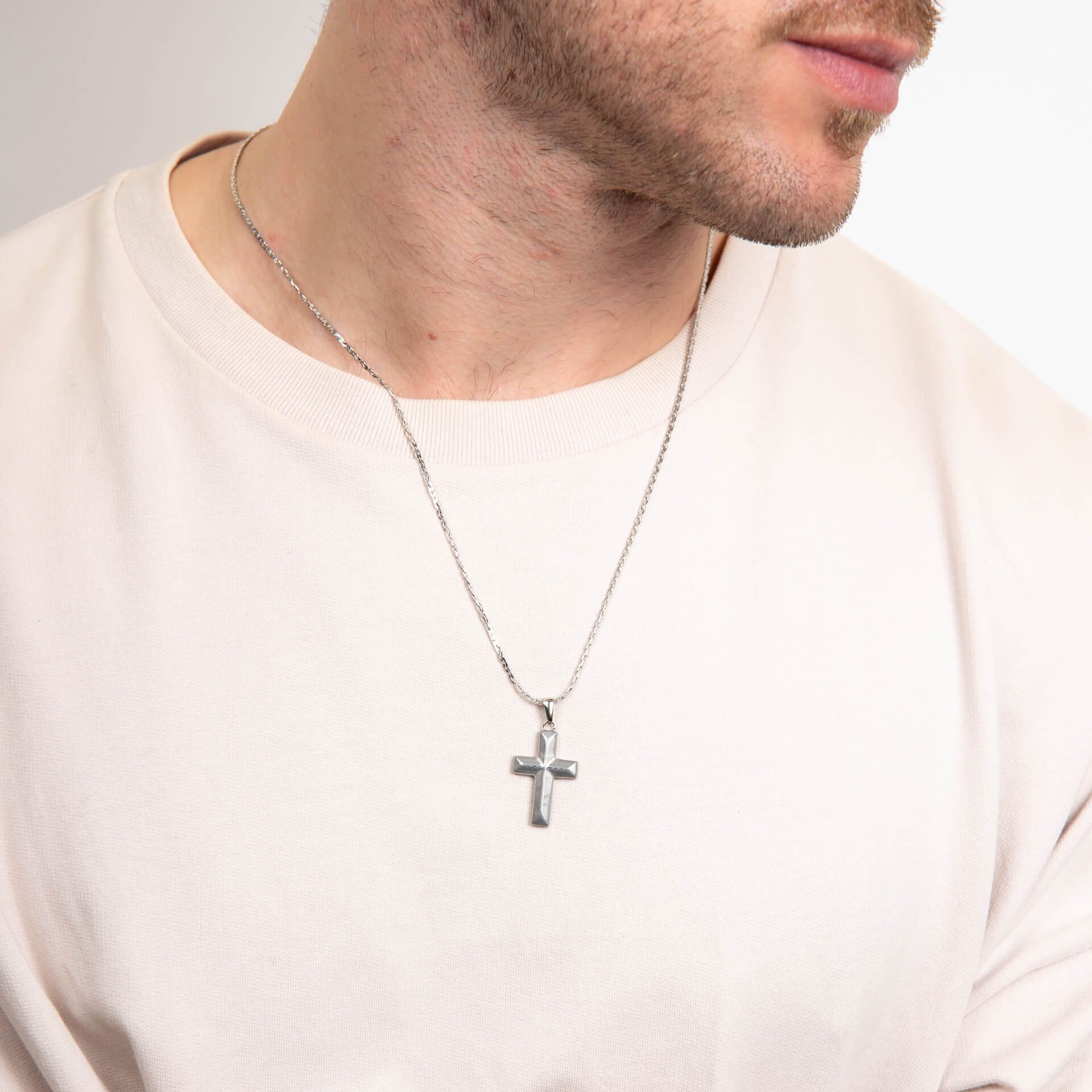 Damascus Steel Cross Pendant