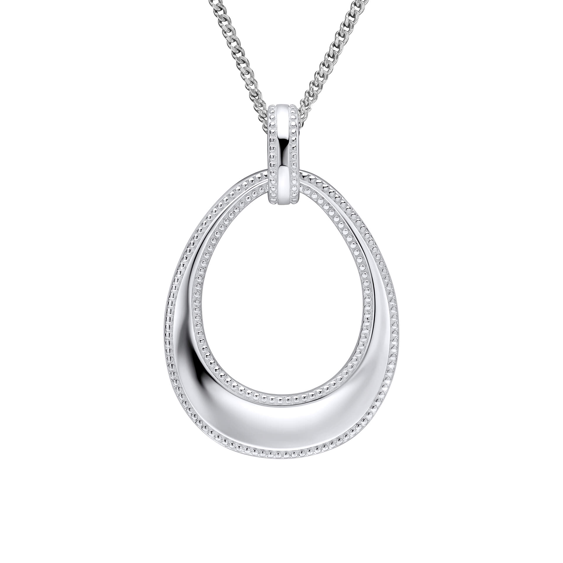 Open Teardrop Pendant with Millegrain Edge