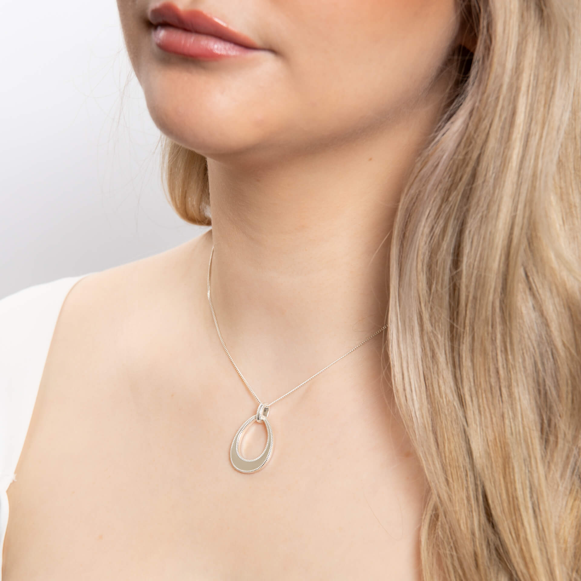 Open Teardrop Pendant with Millegrain Edge