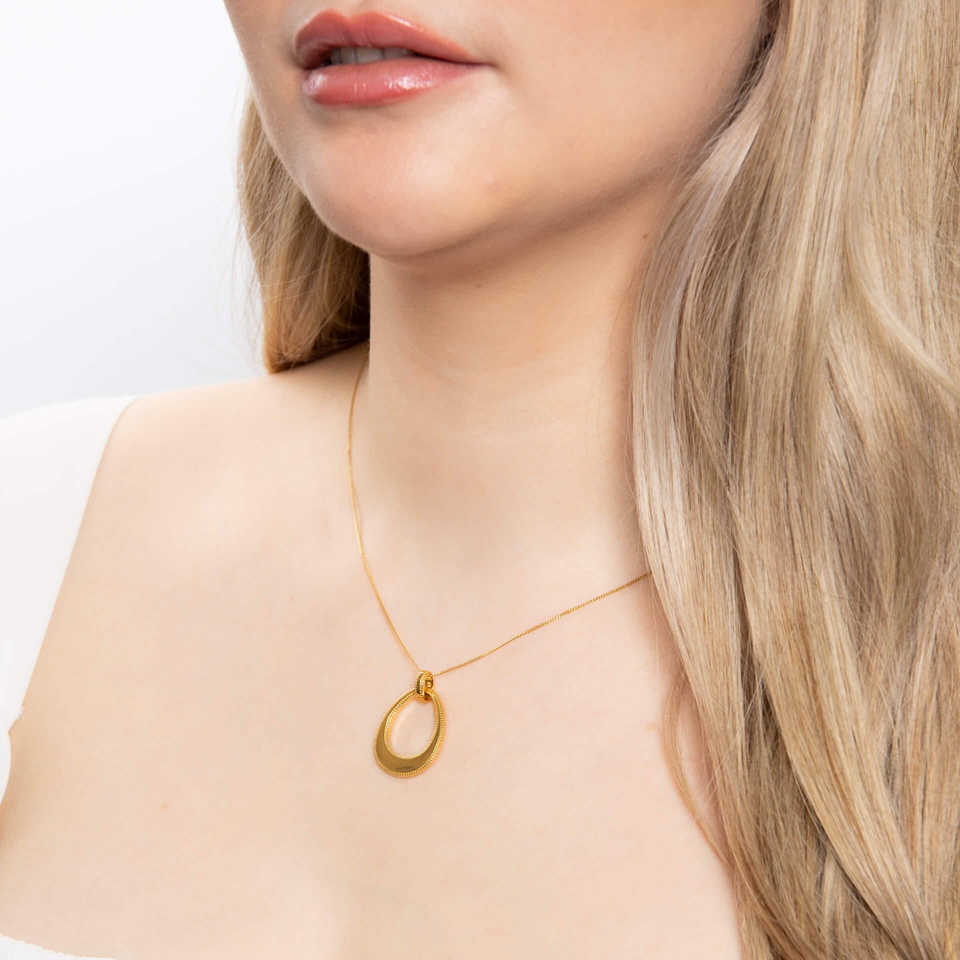 Open Teardrop Pendant with Millegrain Edge