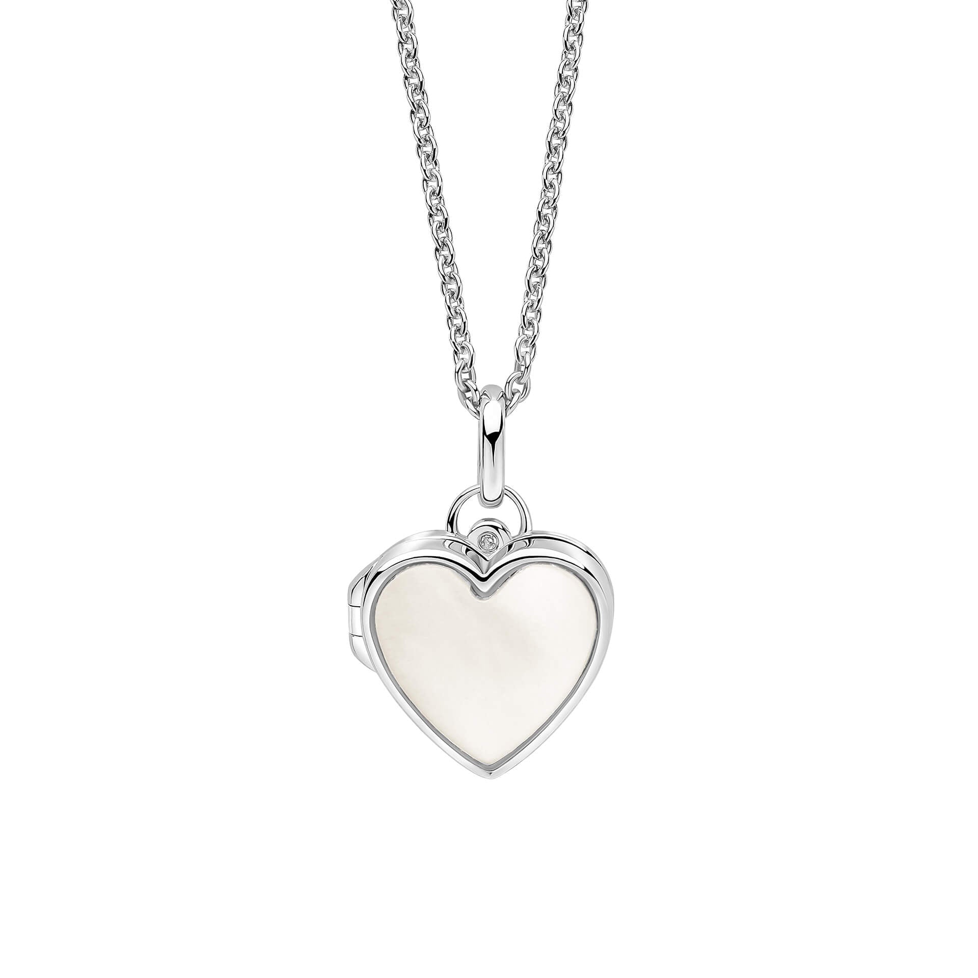 Mother of Pearl Heart Locket with Diamond