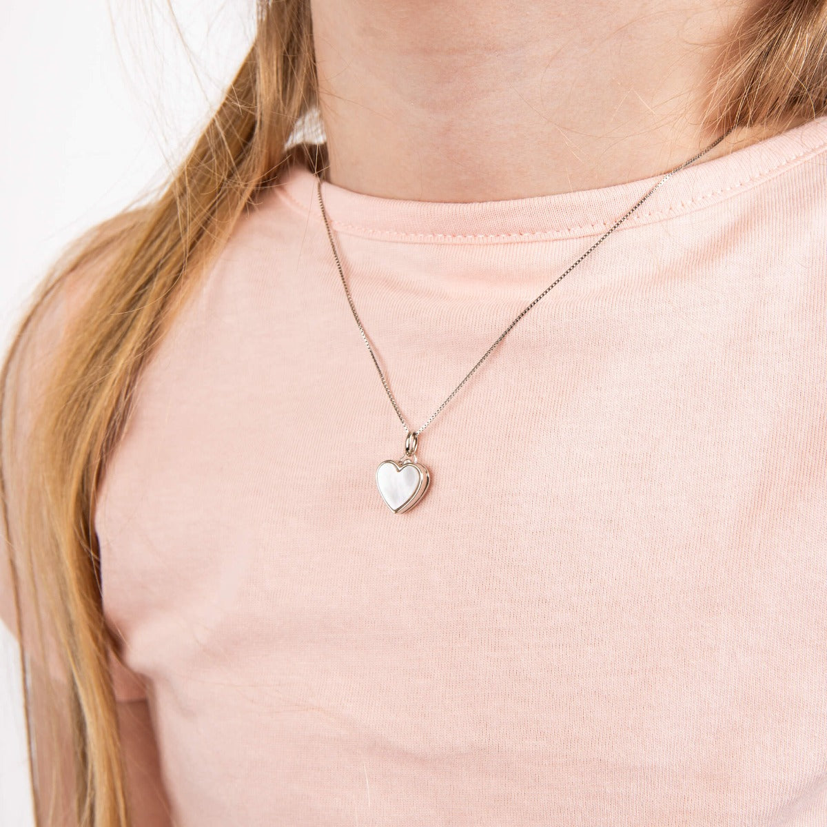 Mother of Pearl Heart Locket with Diamond