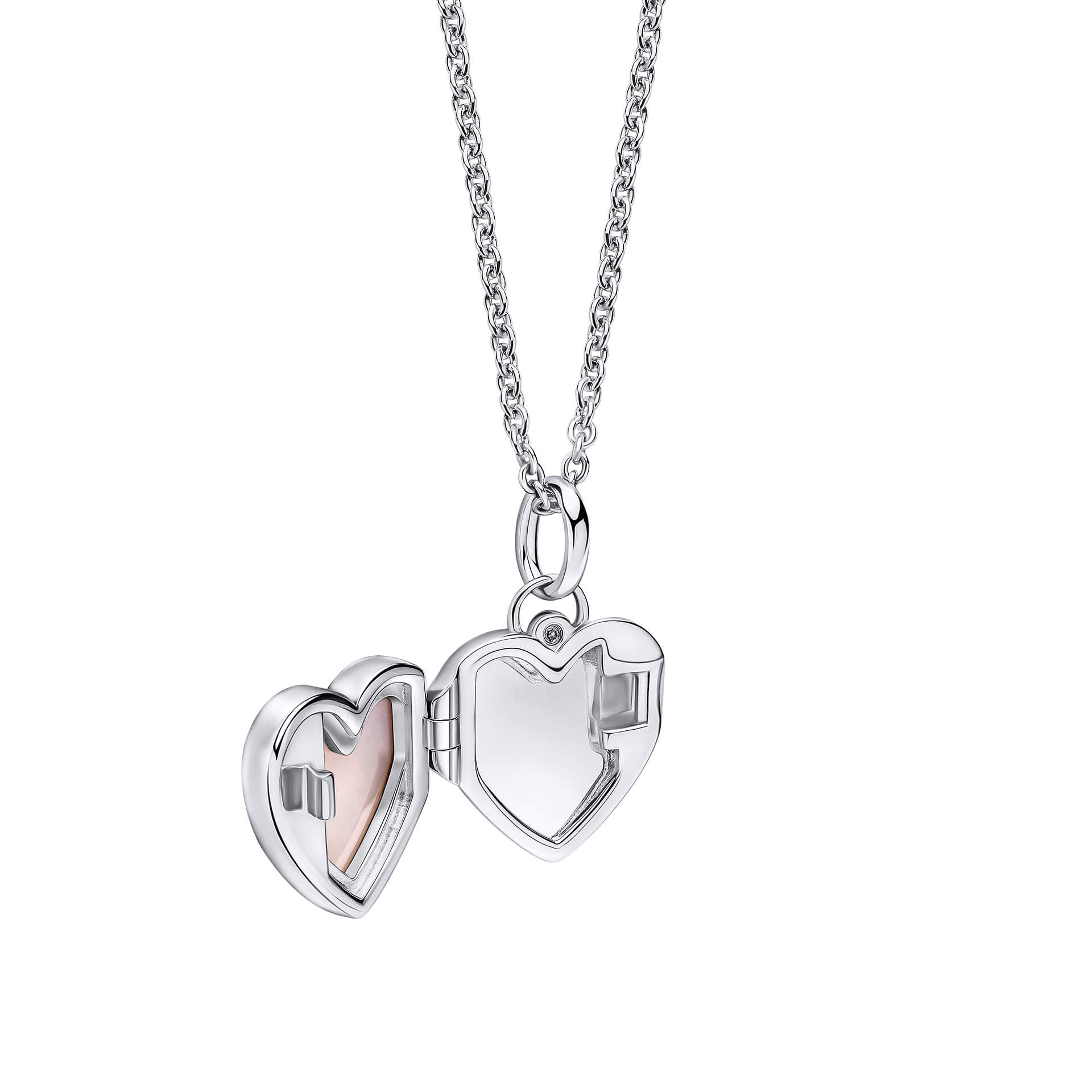 Mother of Pearl Heart Locket with Diamond
