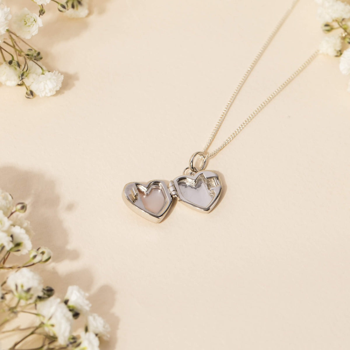 Mother of Pearl Heart Locket with Diamond