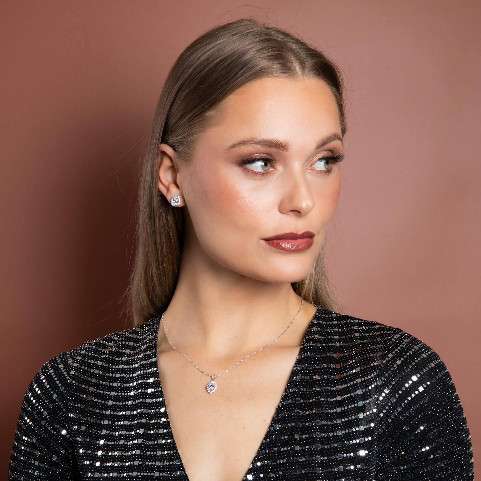 Oval Cluster Stud Earrings