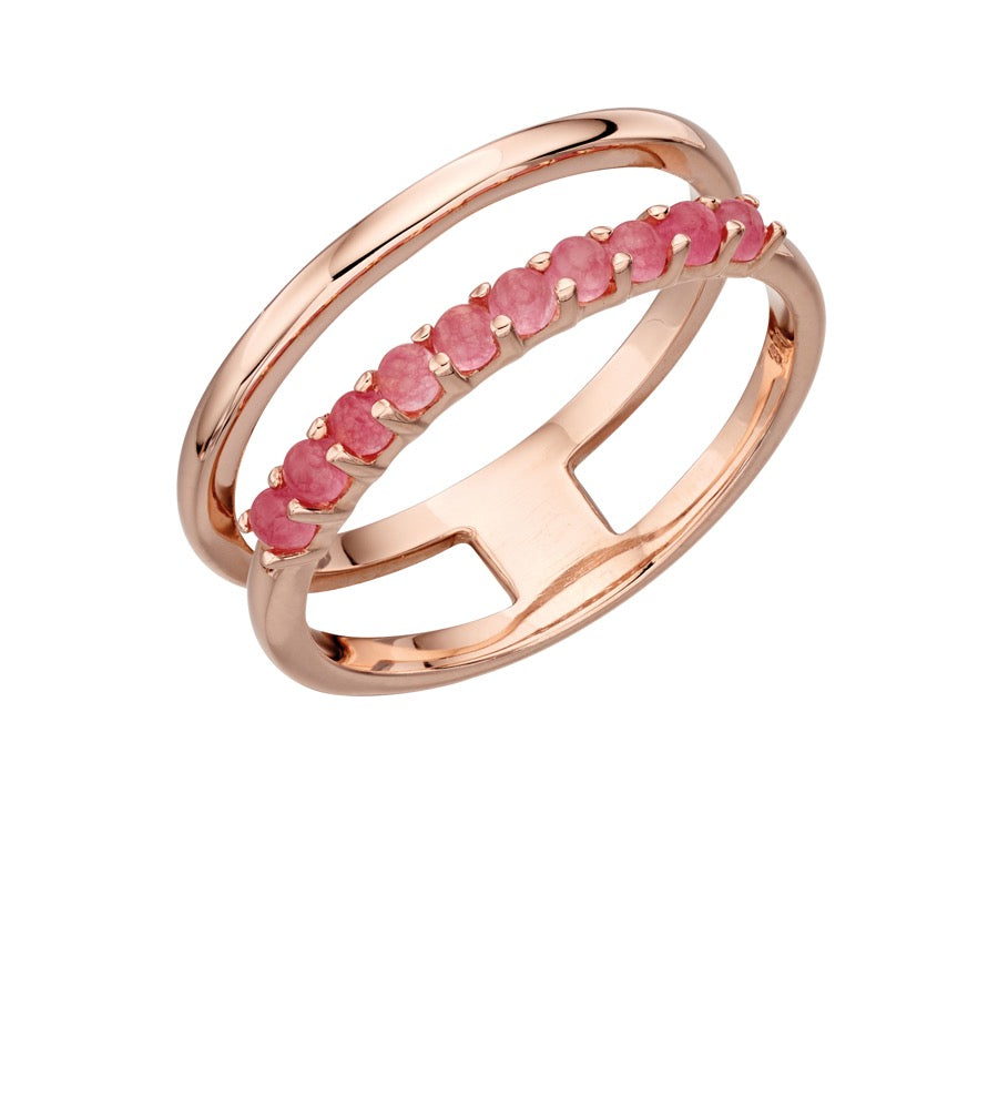 Pink Jade Double Bar Ring