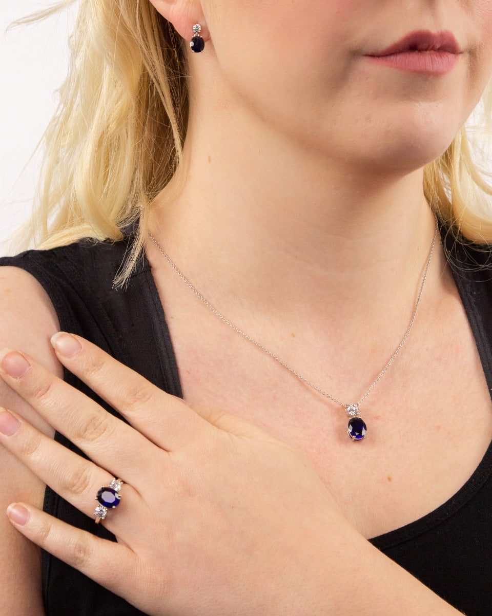 Oval Zirconia Drop Pendant