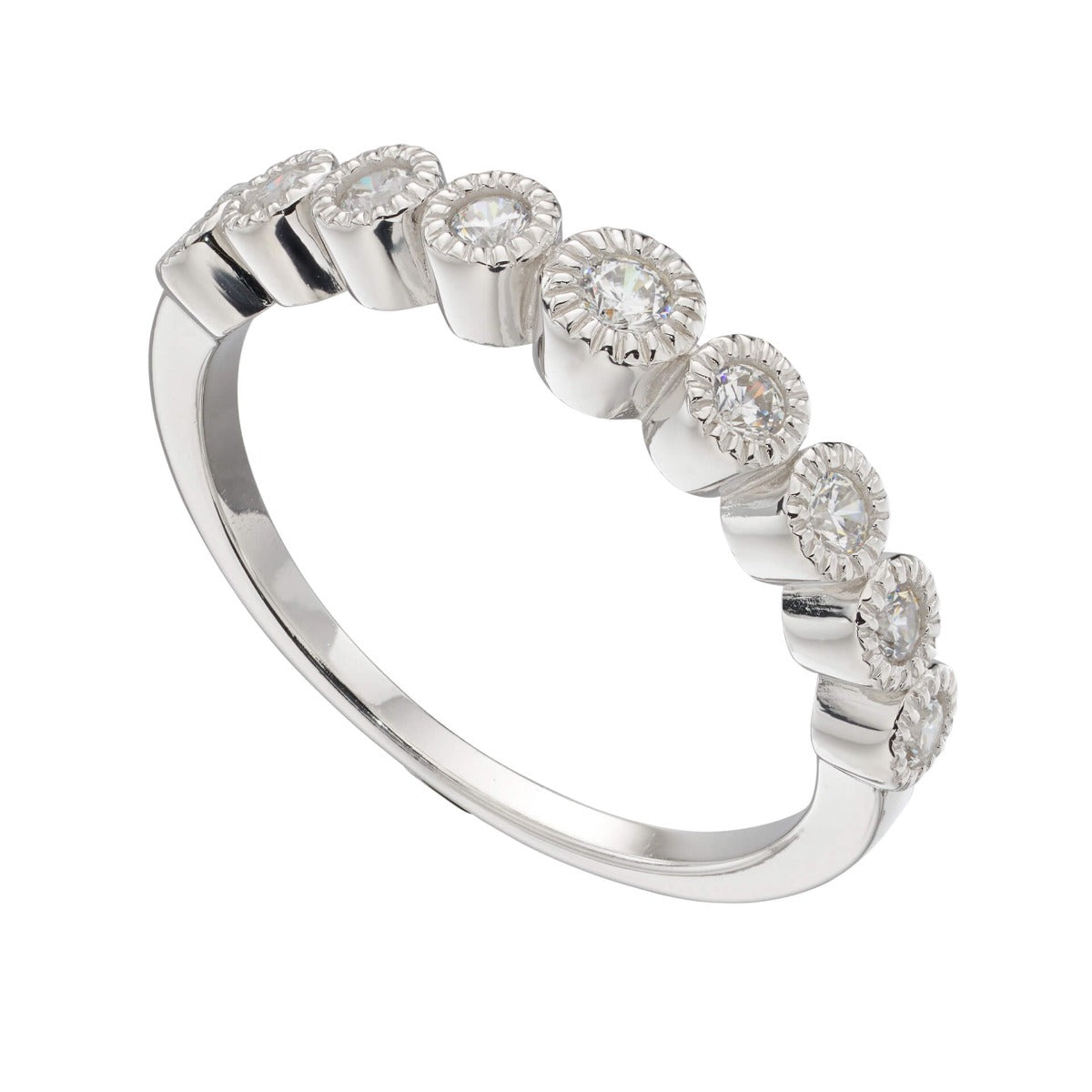 Millegrain Edge Cubic Zirconia Ring
