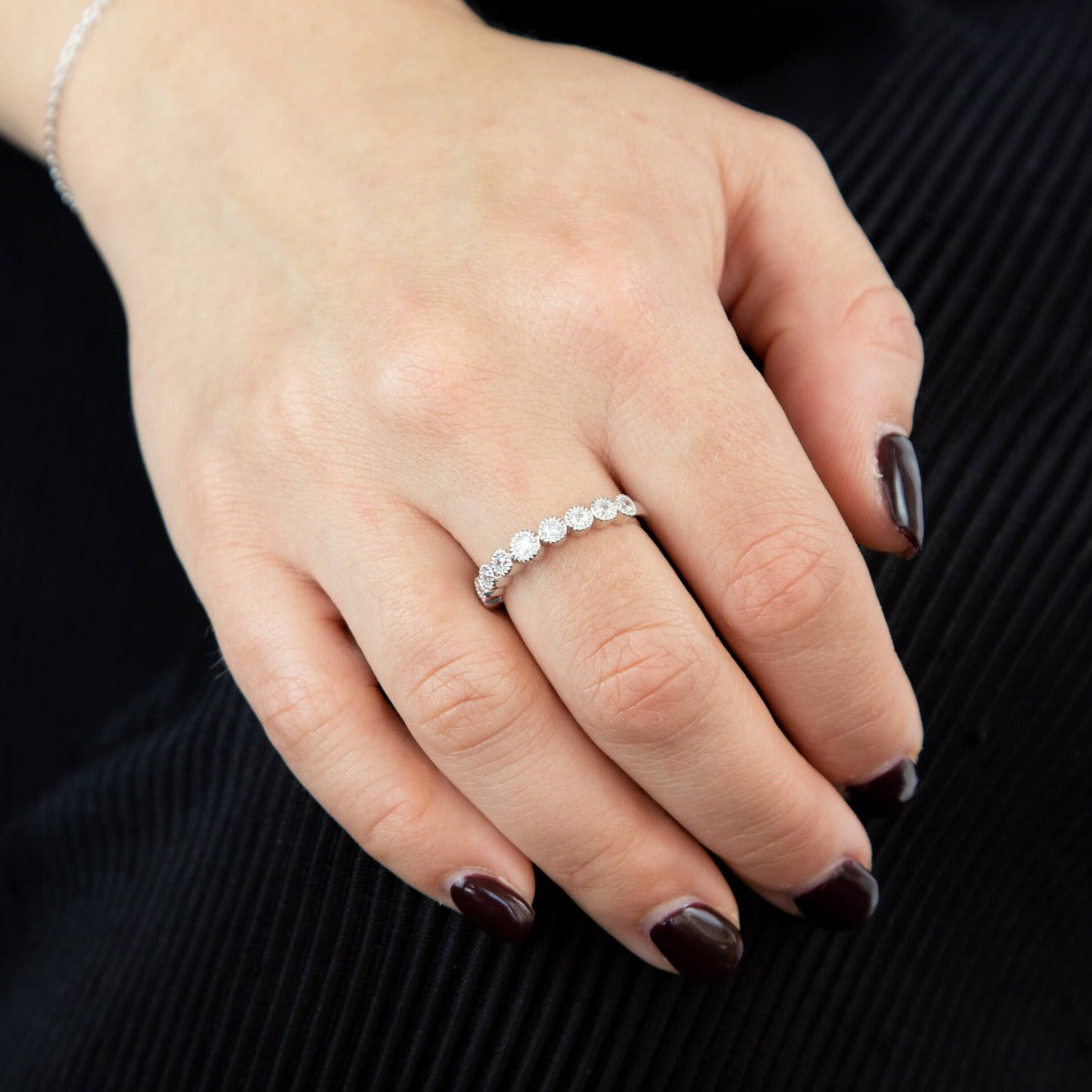 Millegrain Edge Cubic Zirconia Ring